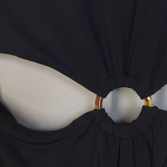 Lovers and Friends Encore Dress in Black Midriff Cut Out Shoulder Pads Maxi XS - Picture 12 of 12